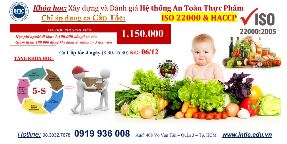 LỊCH KHAI GIẢNG KHÓA HỌC ISO22000/HACCP: CA CẤP TỐC 06.12.2016 LỊCH KHAI GIẢNG KHÓA HỌC ISO22000/HACCP: CA CẤP TỐC 06.12.2016