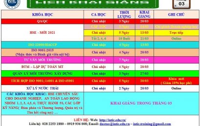 LỊCH KHAI GIẢNG THÁNG 03/2022